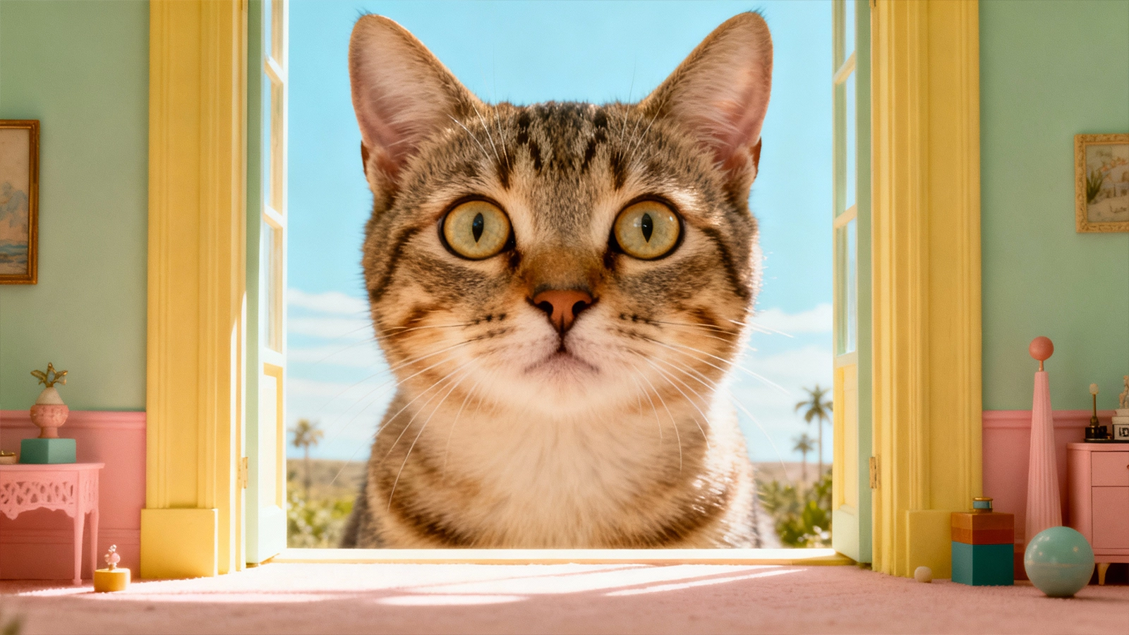 cat with dilated pupils expressing heightened alertness