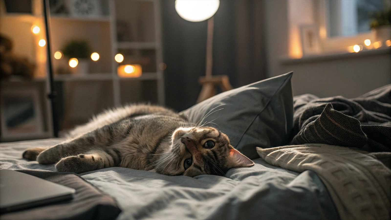 Cat appearing uncomfortable or restless during nighttime